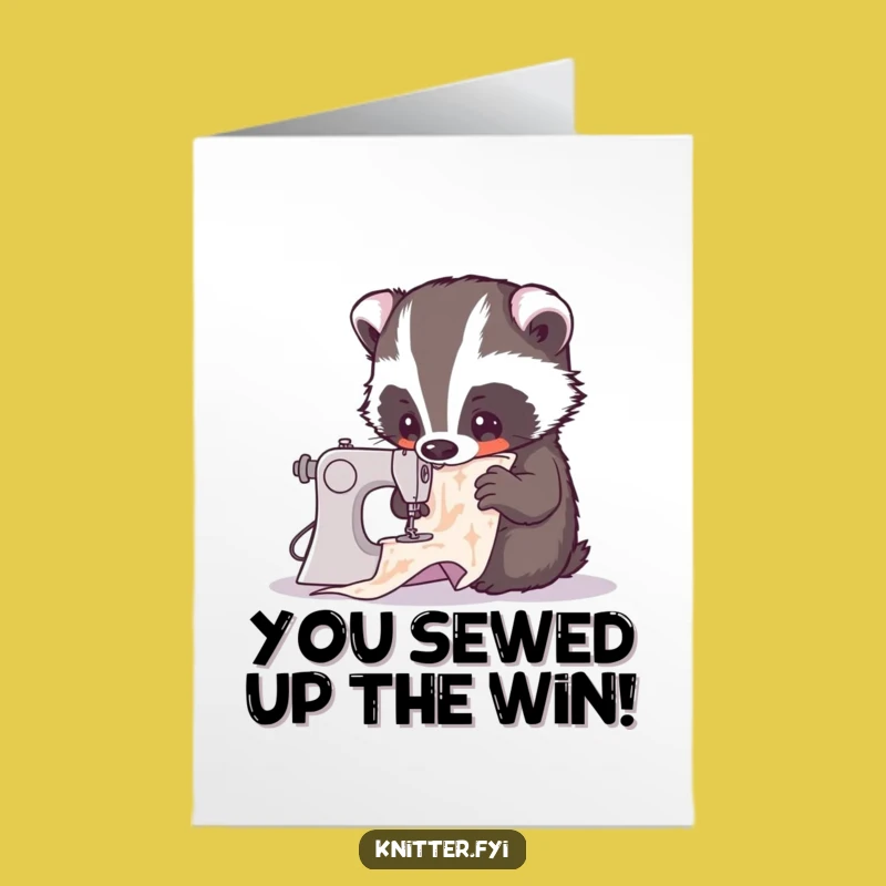 Free Printable Congrats Card: Badger's Masterpiece, Sewing Achievement Instant