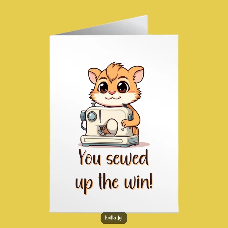 Free Printable Congrats Card: Sewing Creature - Crafted Downloadable!