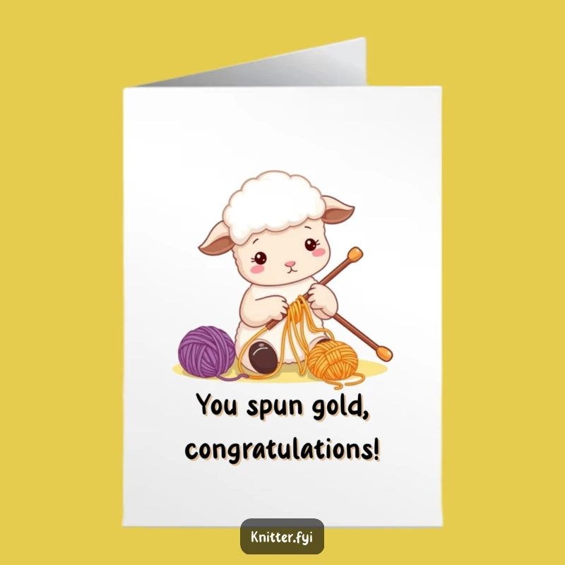 Free Printable Congrats Card: Sheep's Yarn Project Success - Funny Downloadable