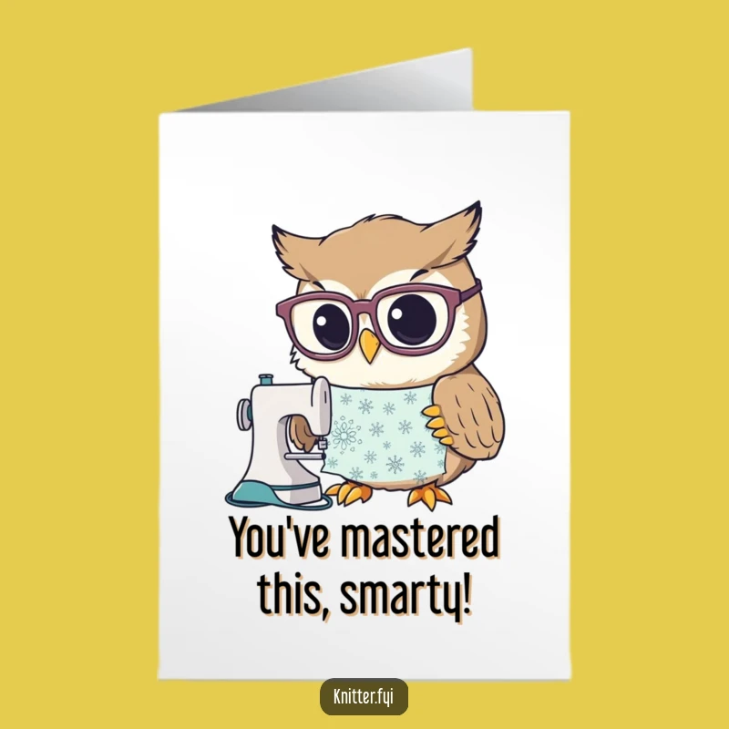 Free Printable Owl Congratulations Card: Funny Sewing Genius Card for a Clever Downloadable Gift