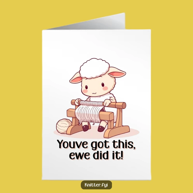 Free Printable Congrats Card: Sheep Knitting Success Card Printable Greeting Card