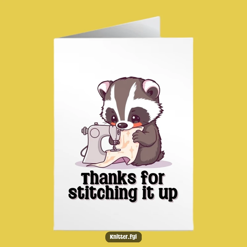 Free Printable Thank You Card: Badger's Thanks, Sewing Pattern Instant Download