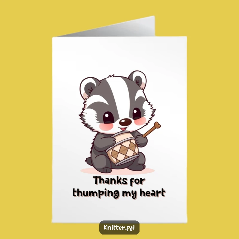Free Printable Thank You Card: Badger Thimble Drumming Downloadable Gift