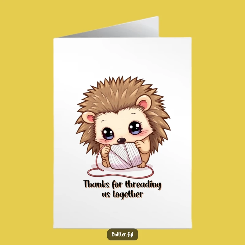 Free Printable Thank You Card: Hedgehog's Thread for a Whimsical Downloadable Gift