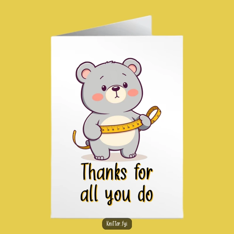 Free Printable Thank You Card: Bear Measuring Gratitude for a Crafty Downloadable Gift