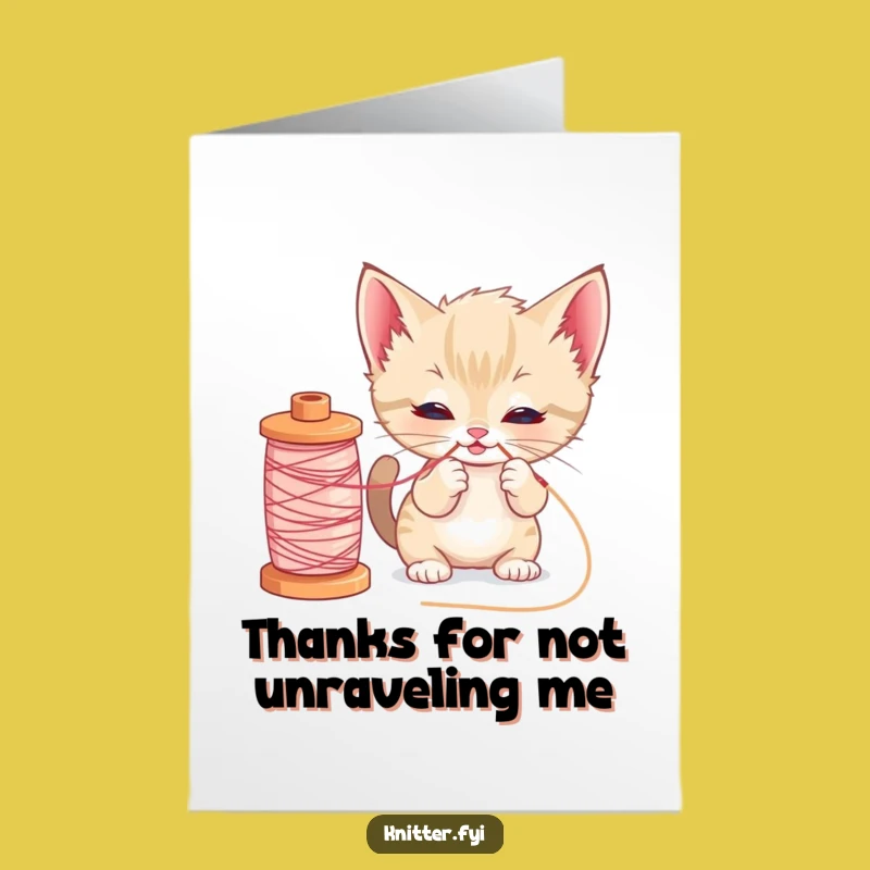 Free Printable Thank You Card: Adorable Kitten Thread Antics Downloadable Gift