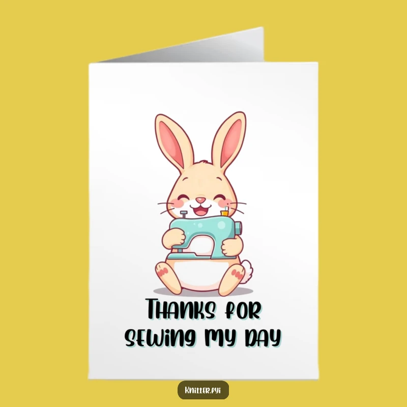 Free Printable Thank You Card: Rabbit Stitching Thanks Funny Downloadable Gift