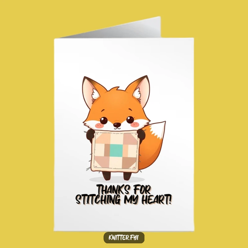 Free Printable Thank You Card: Fox Quilt Cute Downloadable Gift