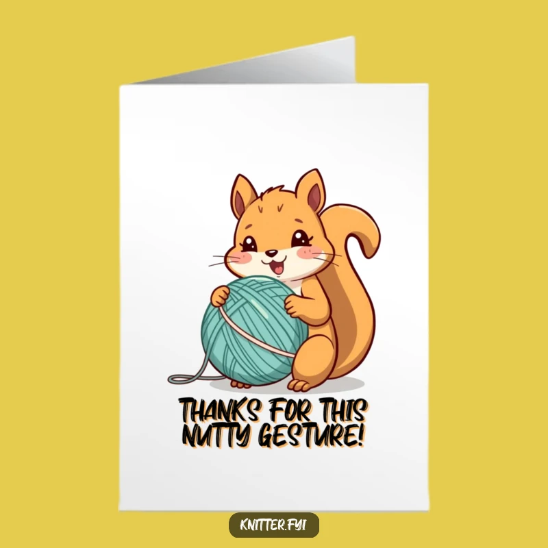 Free Printable Thank You Card: Whimsical Squirrel Yarn, Perfect Downloadable Gift for Appreciation!