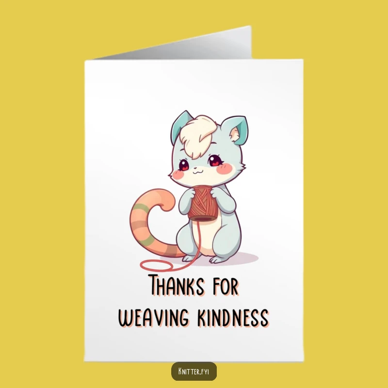 Free Printable Thank You Card: Yarn Creature Winding - Humorous Gratitude Download