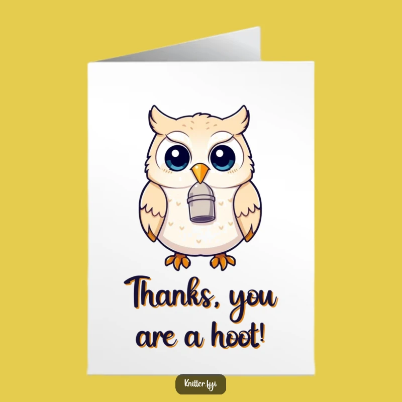 Free Printable Funny Owl Thank You Card: Thimble Beak Gratitude Downloadable