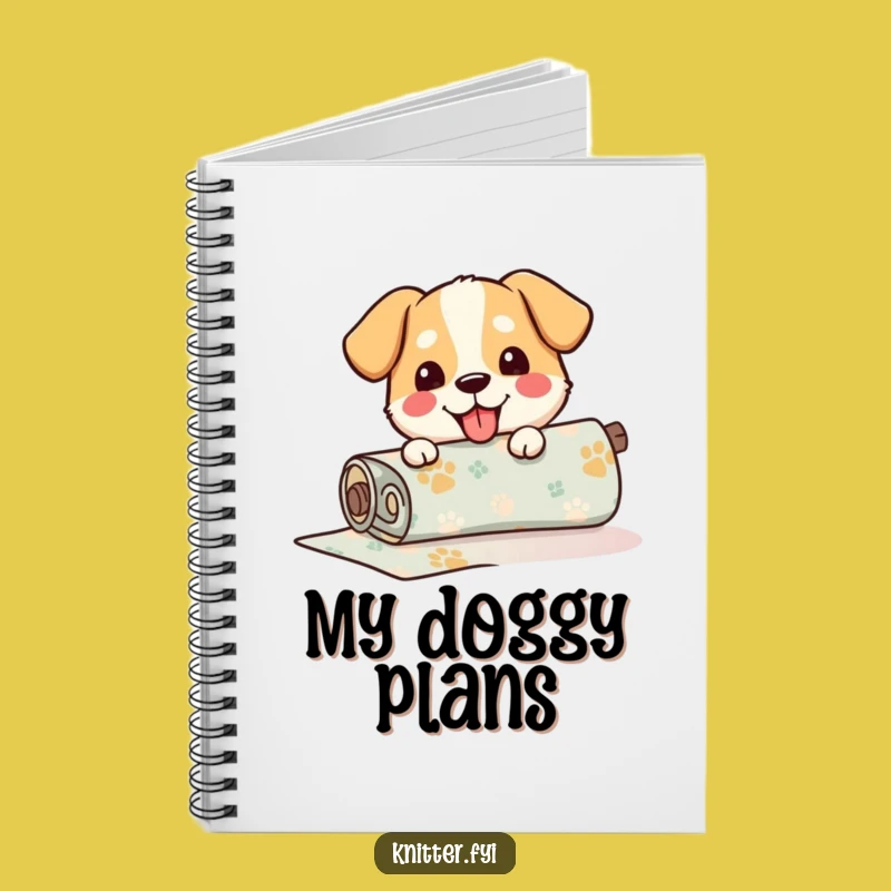 Funny Dog Fabric Notebook: Happy Pup Unrolling Pattern, Perfect Funny Gift for Ideas