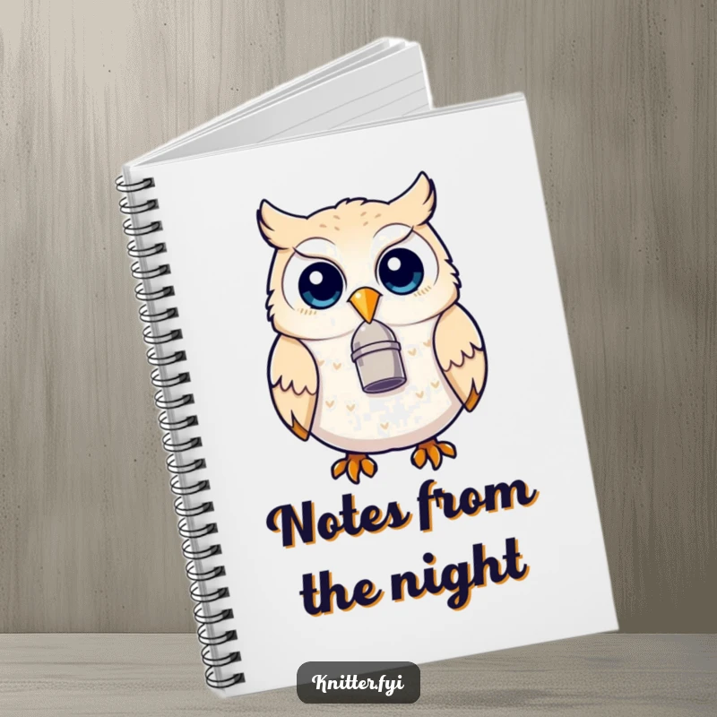 Funny owl notebook with a thimble on its beak, looking amused, ideal for journaling, note-taking, or sketching with a humorous touch.