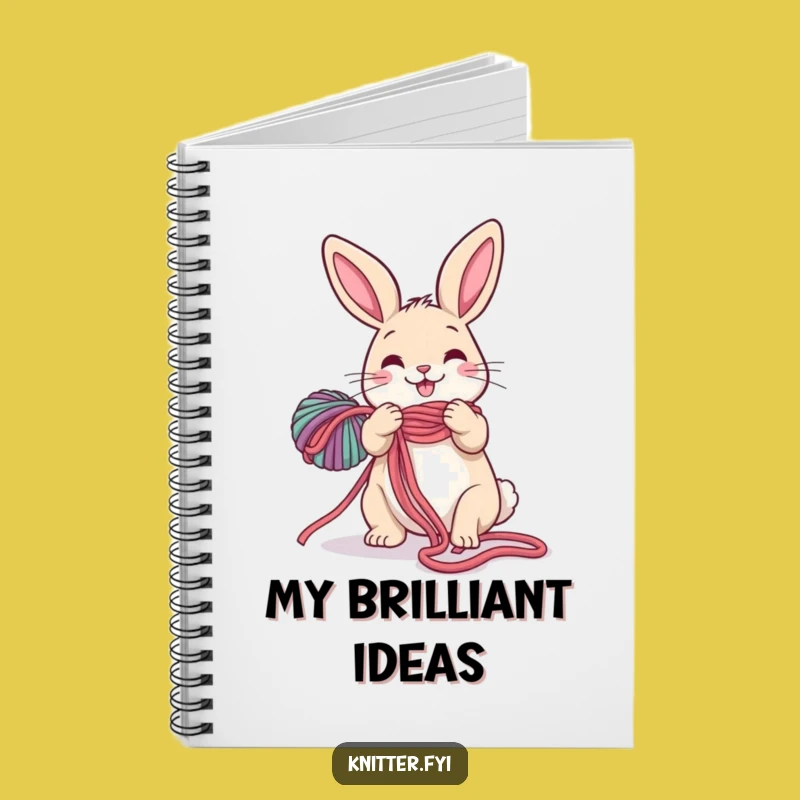 Funny Rabbit Notebook: Journal with a Happy Hare Unraveling Yarn, Perfect for Notes