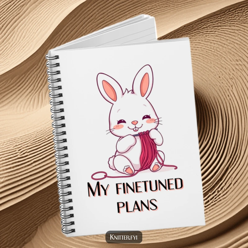 Funny cheerful rabbit notebook threading a needle, a cute and inspiring journal for your ideas.