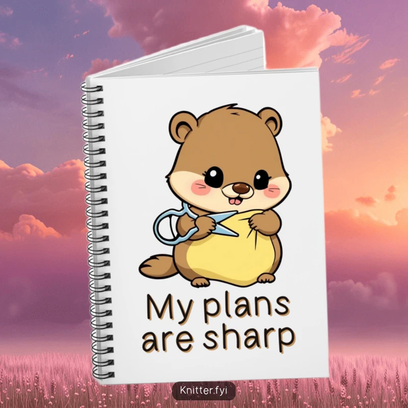 Funny beaver notebook featuring a busy beaver with scissors, ideal for humorous project planning and note-taking.