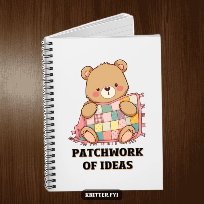 Funny Bear Notebook: A determined bear proudly sews a patchwork quilt, perfect for writing and sketching.