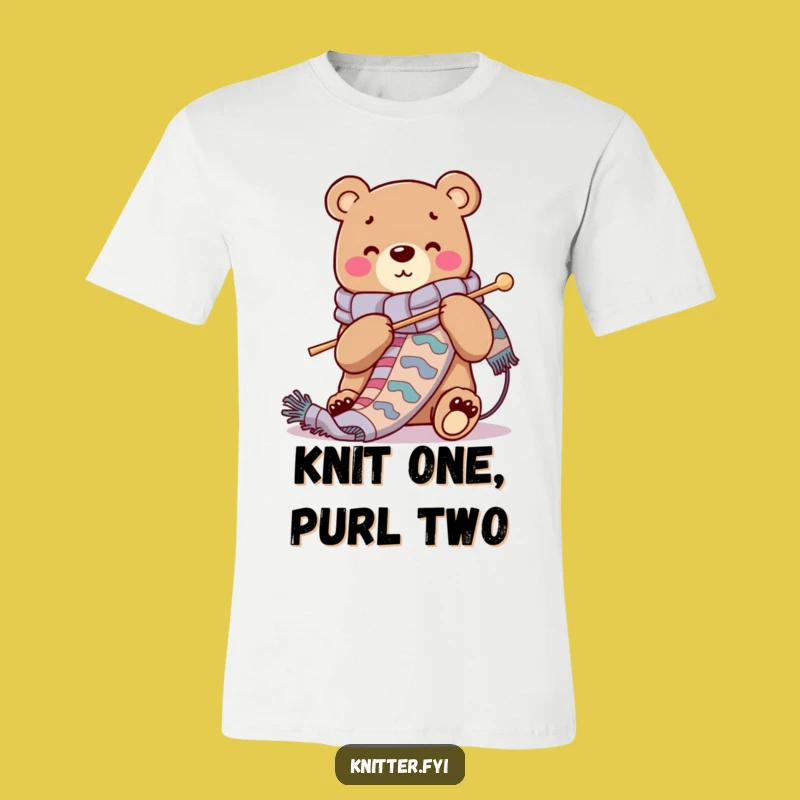 Funny Bear Knitting Scarf T-Shirt - Humorous Yarn Lover Apparel Gift