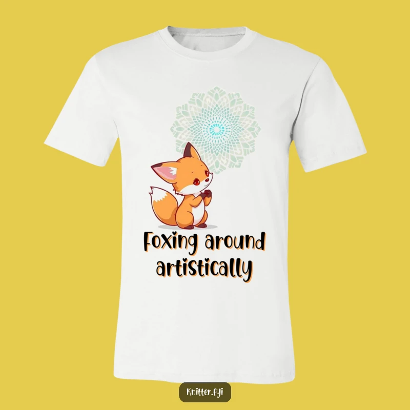 Funny Fox Examining Lace T-Shirt - Humorous Artistic Apparel Gift