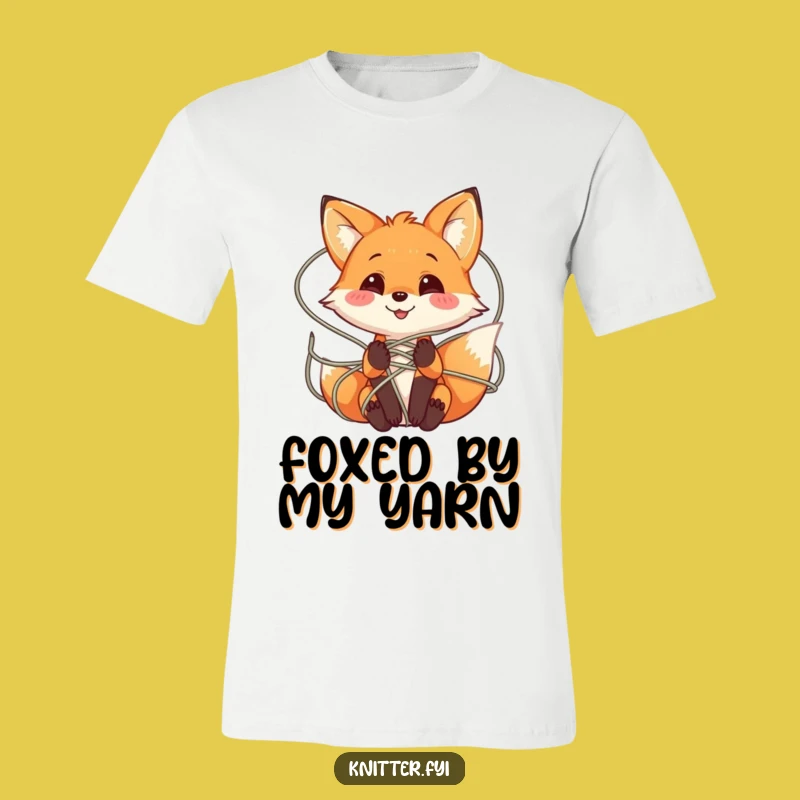 Funny Fox Yarn T-Shirt: Playful Tangled Fox Tee for Knitters