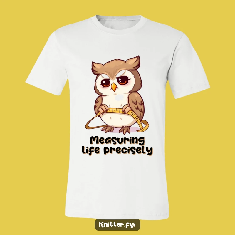 Funny Owl Measuring Fabric T-Shirt - Humorous Tailor Apparel Gift