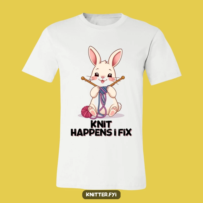 Funny Rabbit Yarn T-Shirt: Cheerful Bunny Knitting Tee, Ideal Funny Gift for Crafters