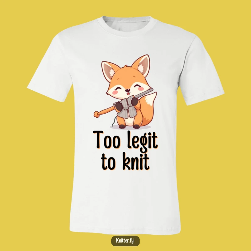 Funny Fox Knitting T-Shirt: Playful Foxy Crafter with Huge Needles, Best Funny Gift
