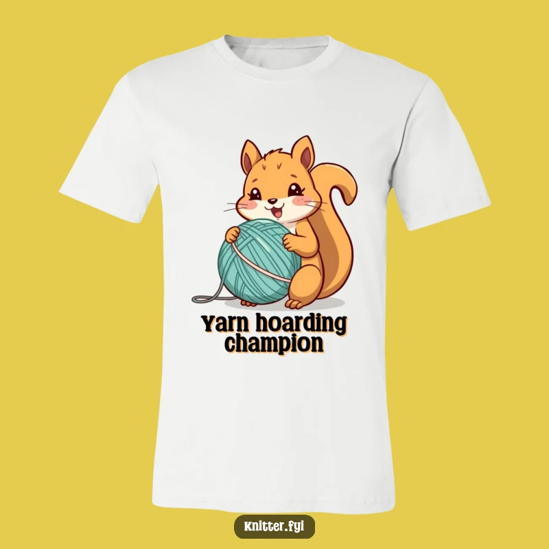 Funny Squirrel Yarn T-Shirt: Quirky Gift for Knitters