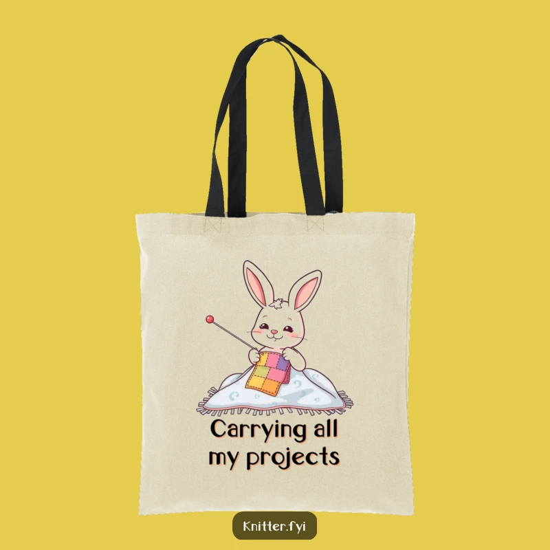 Funny Rabbit Sewing Patch Tote Bag - Chic Crafting Carry-All Gift