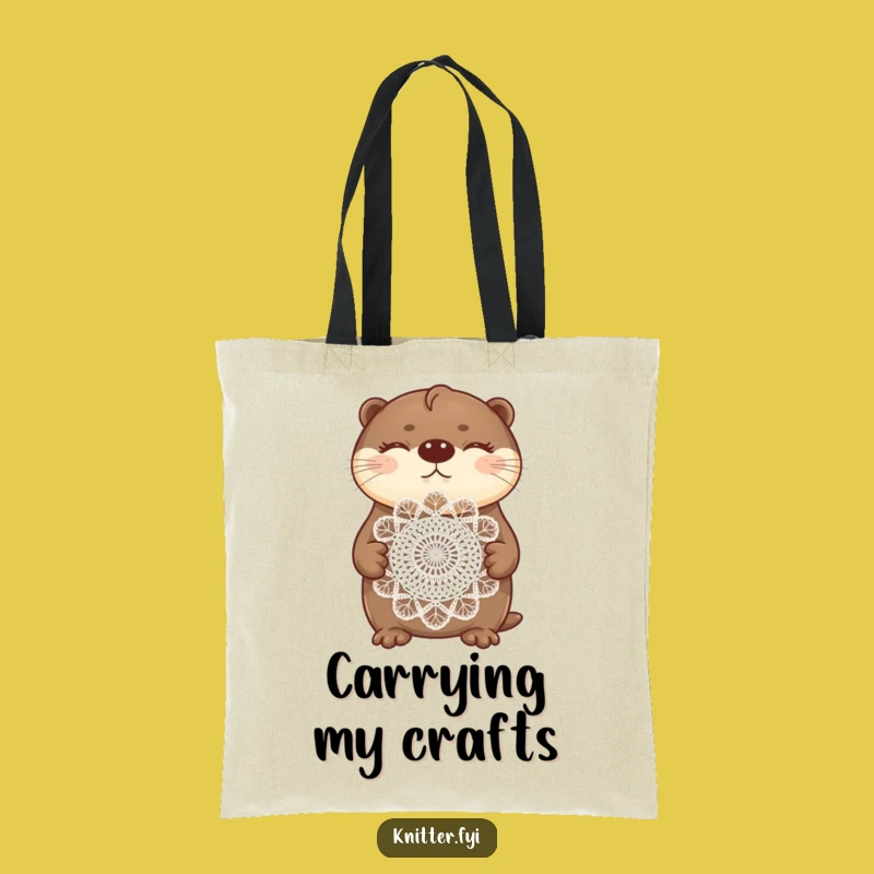 Funny Otter Crochet Tote Bag: Carry Your Supplies