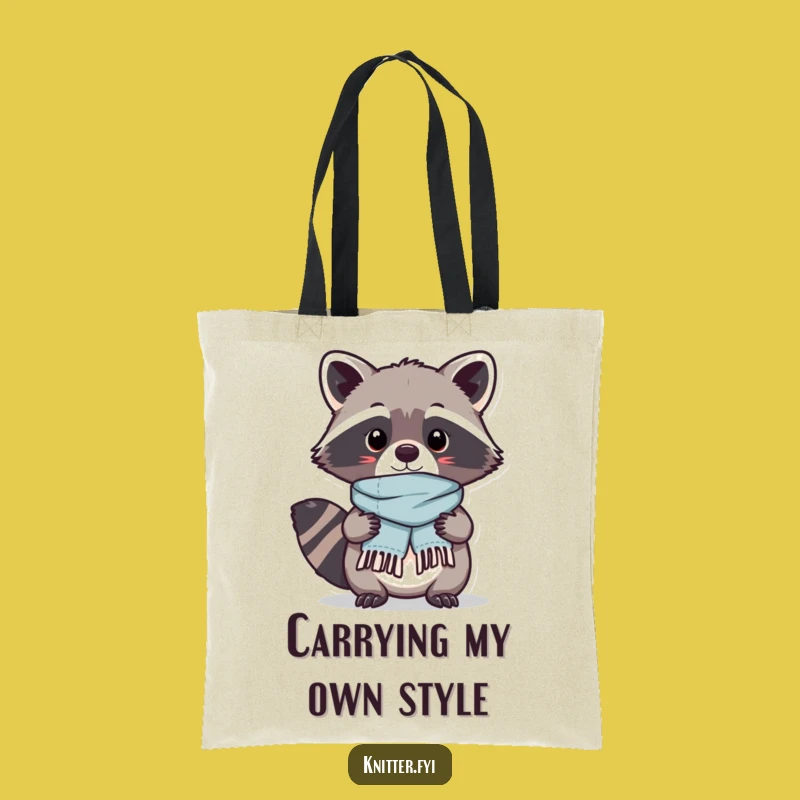 Funny Kawaii Raccoon Tote Bag: Scarf Crafting Style - Practical Hilarious Gift