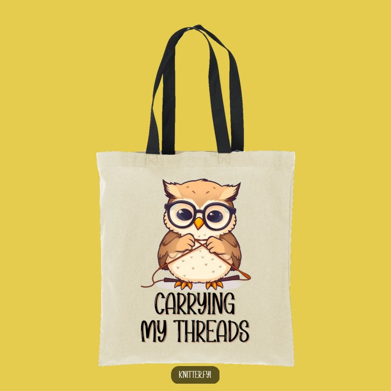 Funny Owl Sewing Tote Bag: Chic Spectacled Owl Threading Needle Accessory