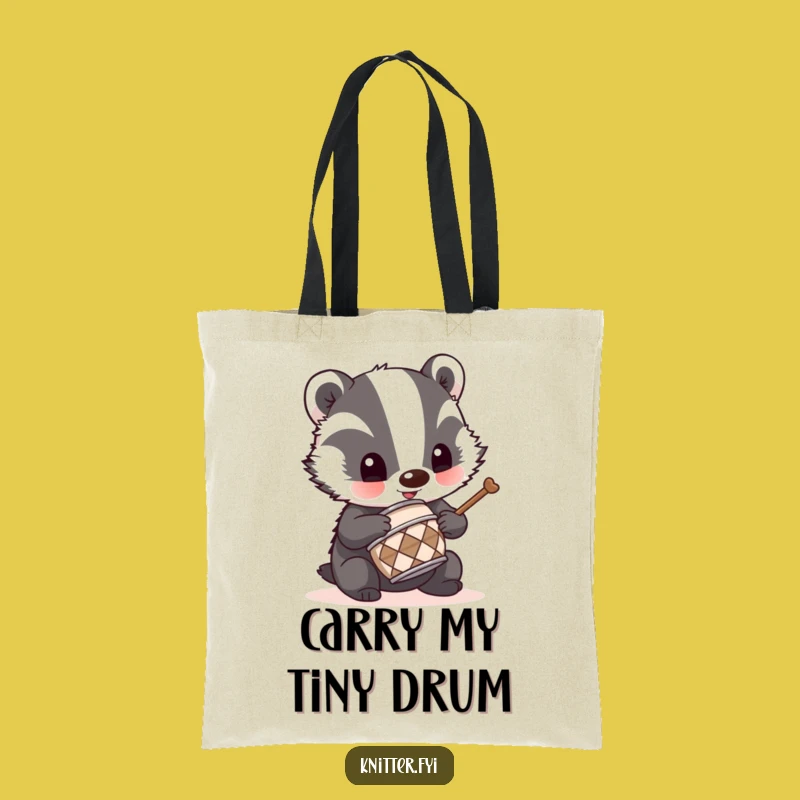 Funny Badger Drummer Tote Bag: Carry Your Beats in Style, Music Lover Gift