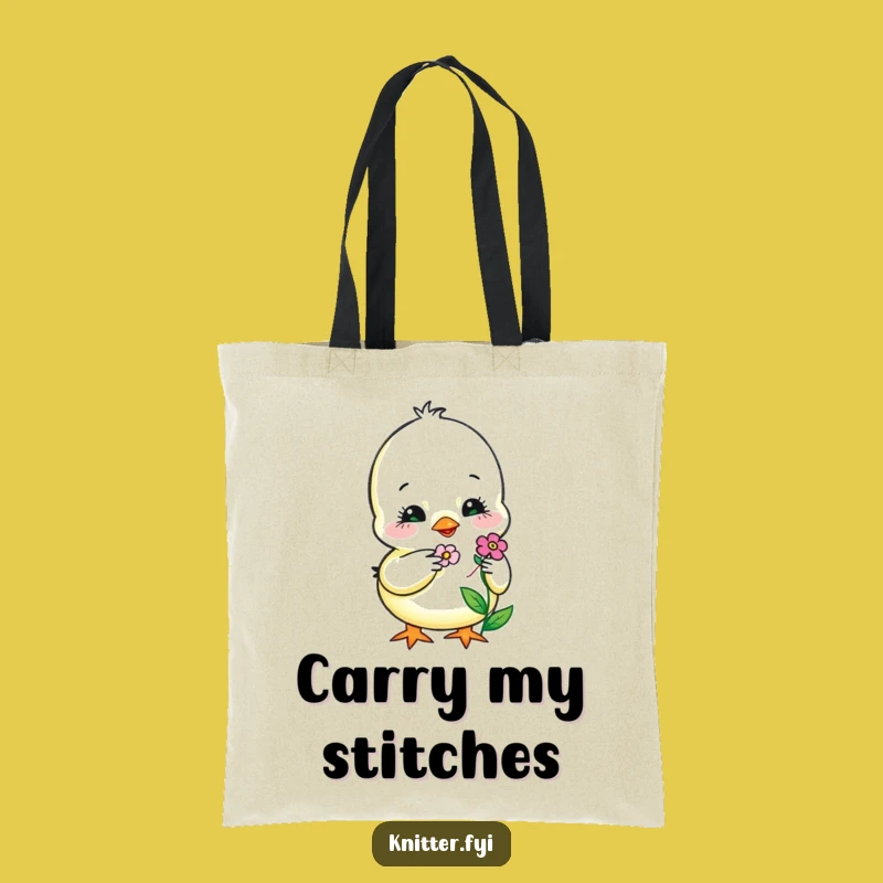 Funny Chick Embroidery Tote Bag: Sweet Bird Stitching Flower, Great Funny Gift for Makers