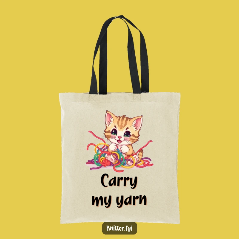 Funny Kitten Yarn Tote Bag - Hilarious & Practical Cat Lover's Bag