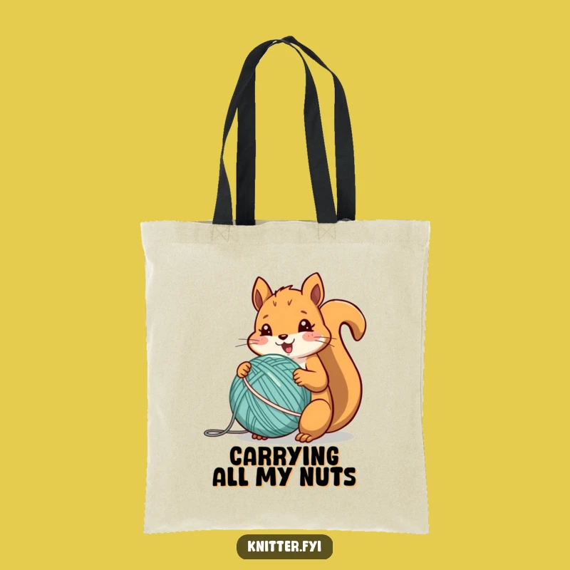 Funny Squirrel Yarn Tote Bag: Carry Your Projects in Style